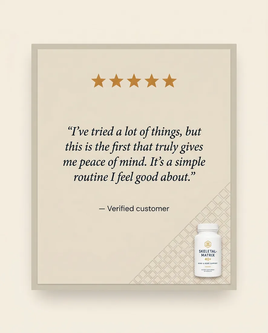 Five-star review: a customer says it's the first thing that truly gives them peace of mind — a simple routine they feel good about.